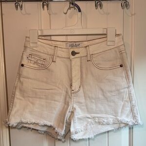 Judy Blue White Frayed Hem Denim Shorts